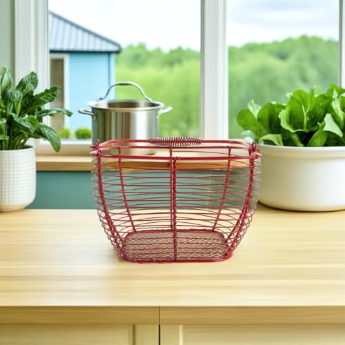 Cesta de hierro rústica redonda para almacenar huevos y snacks con diseño ventilado 7