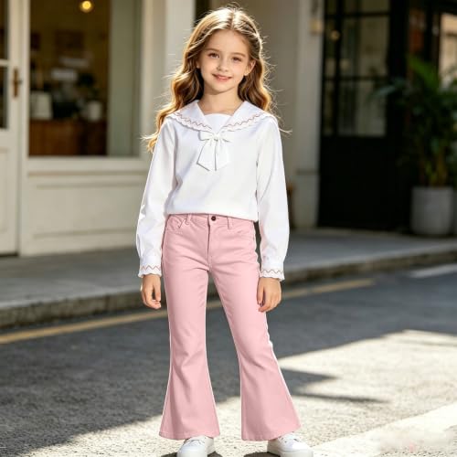 JiXiang Flare Pants Girls High Waist Slim Fit Y2K Bell Bottoms Stretchy Fashion Trouser Stretch Cute Streetwear with Pockets - image 3
