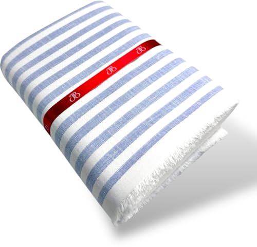 Image of JHABAK'S Unstitched Striped Shirt Fabric for Men - Cotton Linen Blend Lining Material - Shirt and Kurta Piece Cloth