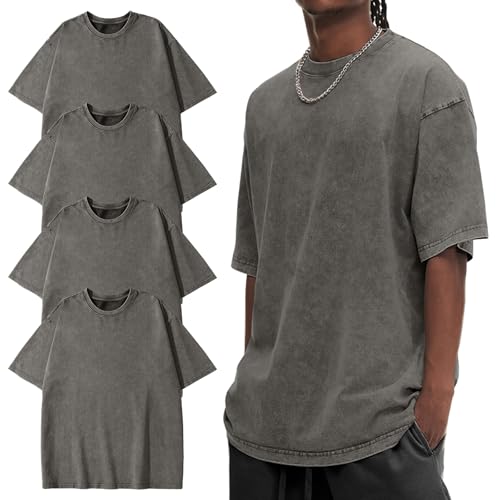 Image of Eiscntd Mens Oversized T-Shirts Heavyweight Cotton Vintage Unisex Baggy Tee