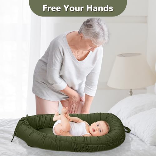 Image of EAQ Baby Lounger, Infant Lounger for Newborn,Portable Baby Nest Cover Breathable & Soft, Newborn Essentials