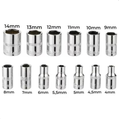 Jogo De Soquete de Aço Com 46 Peças Catraca Chave Allen C/Maleta (Vermelho)