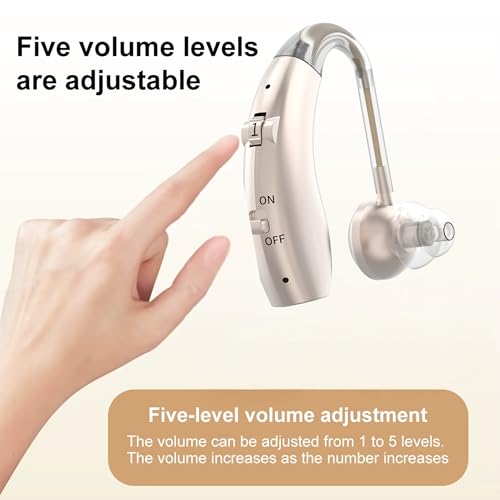 Image of Fastwell F25 Rechargeable Hearing Aid for Adults & Seniors, Behind-the-Ear Design, 30 Min Quick Charge, Noise Reduction, Single Ear With 6-Month Warranty (Gold)