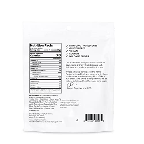 Simply Fruit Bites | Made With Real Fruit | Sour Apple And Cherry | 5.3 Oz (Pack Of 2) | No Cane Sugar + Gluten Free + Kosher #TOP2