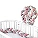Trenzado Cuna Bebe Parachoques 2m Protector Cama Bebé Serpiente Protector Para Cunas (Rosa Gris Blanco 2)