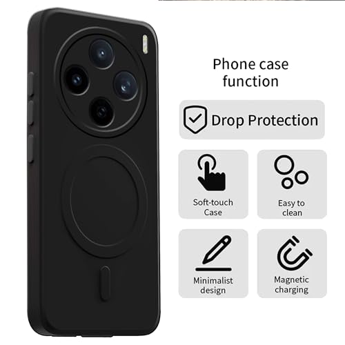 Image of amazon basics Back Cover for Vivo X200T 5G Soft Matte Silicone Mag-Safe Design (Mag-Safe Not Support) Camera Protection | Slim Fit Bumper Cover (Black)