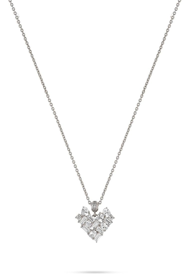 JETTE Candy-Kette aus 925er Silber – Damen-Kette mit Herzanhänger und recyceltem Zirkonia