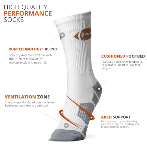 ChalkTalkSPORTS Football Performance Crew Socks - Youth & Adult - Football Mid-Calf Socks3