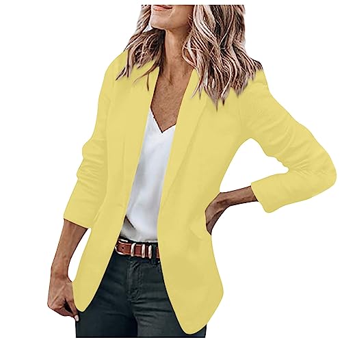 Generisch Blazer Femme Chic et Elegant Veste Blazer 2025 Couleur Unie Bouton Grandes Tailles Manches Longues Classique Bureau Travail Femme Slim Fit Revers...
