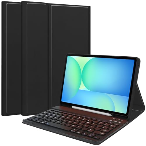Image of Keyboard Case for Samsung Galaxy Tab S10 FE+ Plus 13.1inch 2025, Magentic Protective Cover with S-Pen Holder, Detachable Wireless Bluetooth Keyboard, Black
