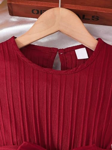 Image of Baby Girls Designer Dress | Pleated A-Line Dress with Ruffle Sleeves & Waist Tie | Birthday