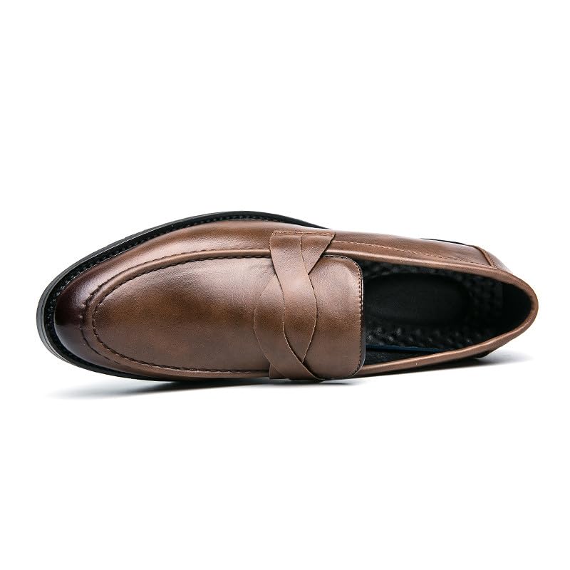 Santimon Men's Dress Slip-on Classic Penny Loafers Business Formal Shoes3