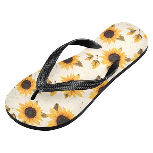 Pattern Sunflower Women's Flip Flop Sandal, Casual Summer Sandals, Mens Flip Flops for Beach Outdoor XS2