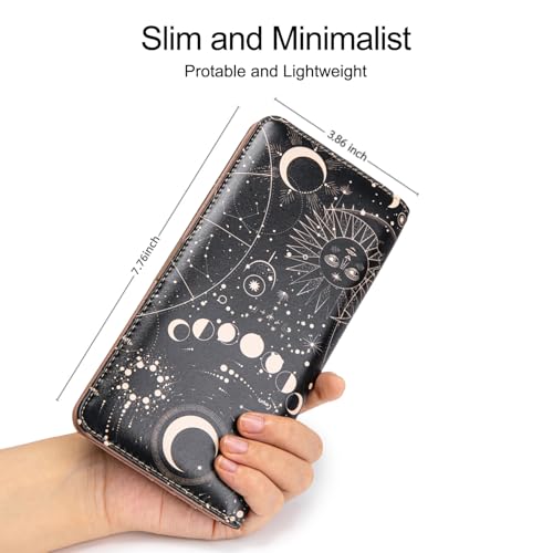Image of Ultra Slim Thin Leather Women Wallet Rfid Blocking Credit Card Holder Bifold Clutch (Zodiac Signs)