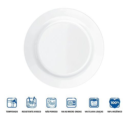 Jogo Pratos Rasos, Menu Opaline, 6 Peças, Branco, Duralex