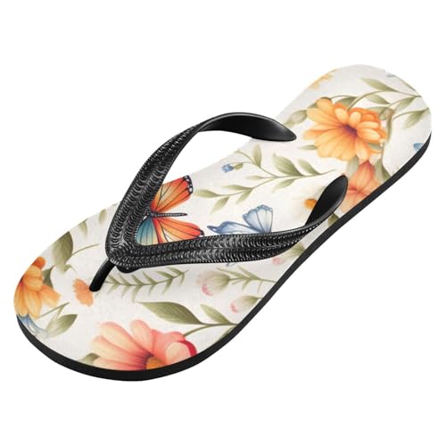 Butterfly Flower Men's & Women's Classical Beach Rubber Sandal Flip Flop Comfortable Slipper 214B2800