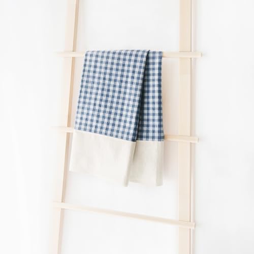 MONDAY MOOSE Gingham Checkered Farmhouse Rustic Picnic Style Decoration Rectangle Natural Stonewashed Cotton Tablecloth for Kitchen, Dining Room, Restaurant (55x70 inch, Blue/White) — view 8