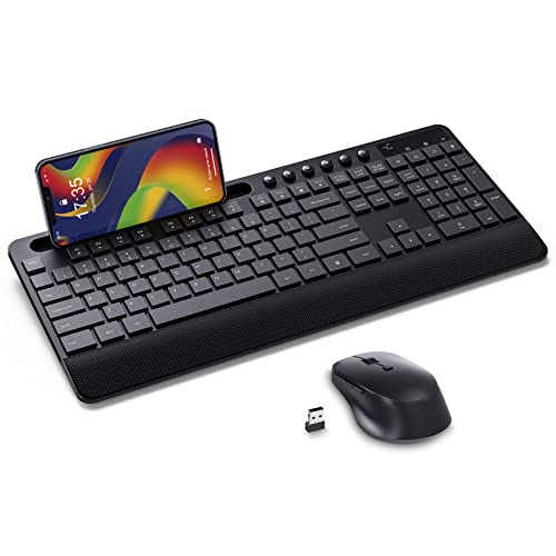 Cheergic Combo Clavier Souris sans Fil, 2,4 GHz USB Fil Plug and Play, 18 mm Ultra Fin, Silencieux Ergonomique, pour Windows Mac OS PC/Ordinateurs de Bureau/Ordinateur/Ordinateurs Portables