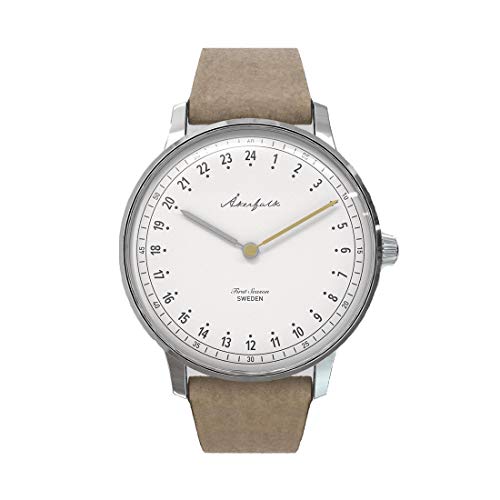 Montre 24 heures quartz pour lire le temps complet en cuir marron vintage