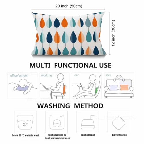 Image of Smooffly Throw Pillow Cover Mid-Century Drop Shapes in Tones Modern Retro Style Waist Lumbar Cotton Linen Throw Pillow case Cushion Cover for Sofa Home Decorative Oblong 12x20 Inches