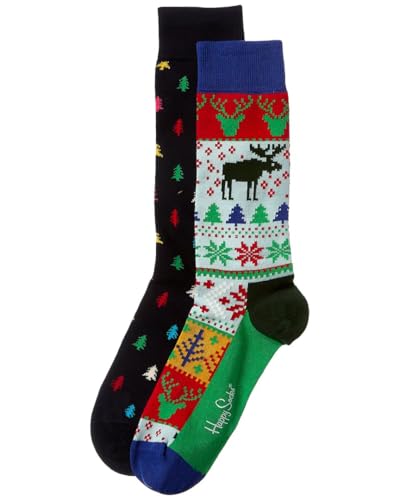Happy Socks Men's 2-Pack Fair Isle Socks Gift Set Fair Isles 10-13