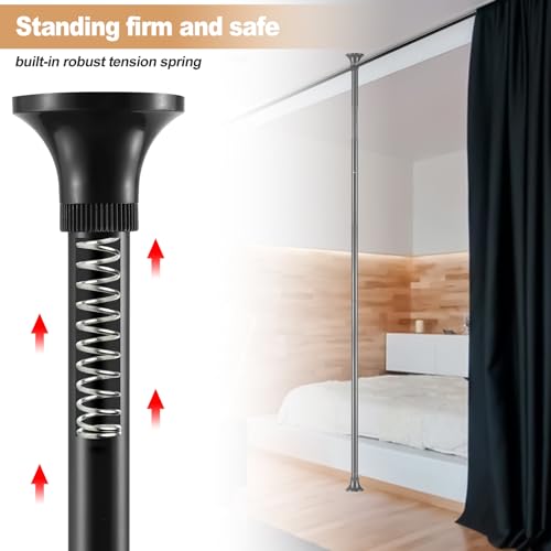 Room Divider Stand - Tension Curtain Rod No Drilling for Room Separation,4-9ft (H) 28-166''(W) Adjustable Heavy Duty Floor to Ceiling Freestanding Wall Divider Room Partition Privacy Separator,Black