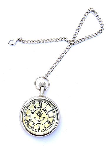 K V HANDICRAFTS Classic Nickle Marine Arts Dial Antique Pocket Gandhi Watch Royal Look Indian Handicraft Gift Item