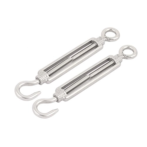Aexit M6 Acero de Transmisión Inoxidable 304 Gancho Ojo Tensor Cable 2pcs miniatura 1