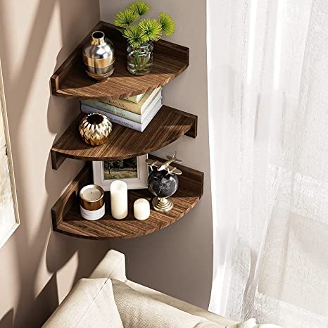 carpentray Sheesham Wood Corner Shelf Wall Mount, Set of 3 Floating Shelves for Wall Storage and Display, Rustic Wall Shelves Wood Shelves for Bedroom, Kitchen, Living Room, Office (Dark Brown) (B0C53WBYYD) Amazon Price History, Amazon Price Tracker