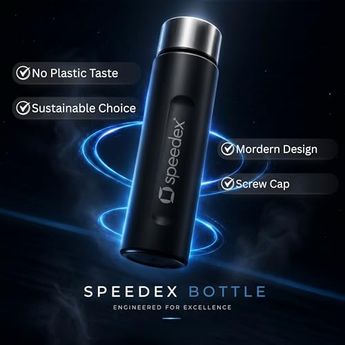 Image of Speedex Black Stainless Steel Water Bottle 1 Litre Set of 1 | Single Wall Water Bottles | BIS Approved Reusable Bottles for Kids & Adults | School, Office, Gym & Travel