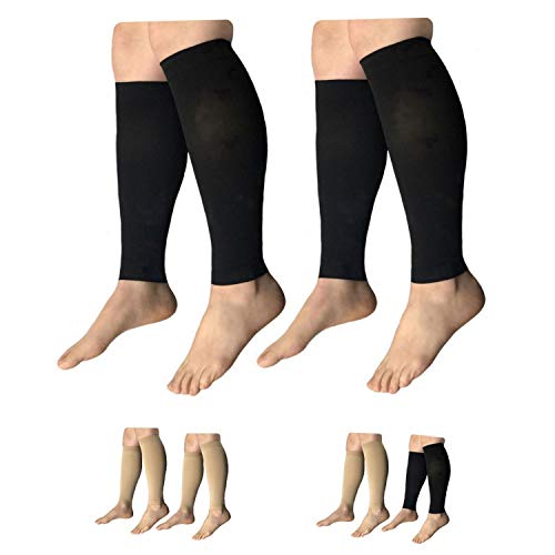 HealthyNees Shin 15-20 mmHg Med Compression Circulation Wide Leg Big Calf Sleeve (Black Combo, 5X-Large)