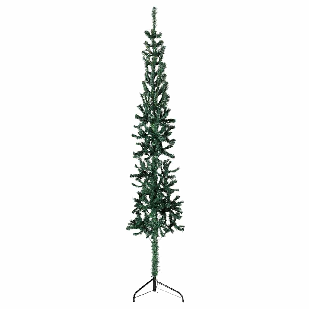vidaXL Slim Artificial Half Christmas Tree with Stand Holiday Ornament Christmas Decoration Slim Xmas Tree Holiday Decoration Green 150 cm