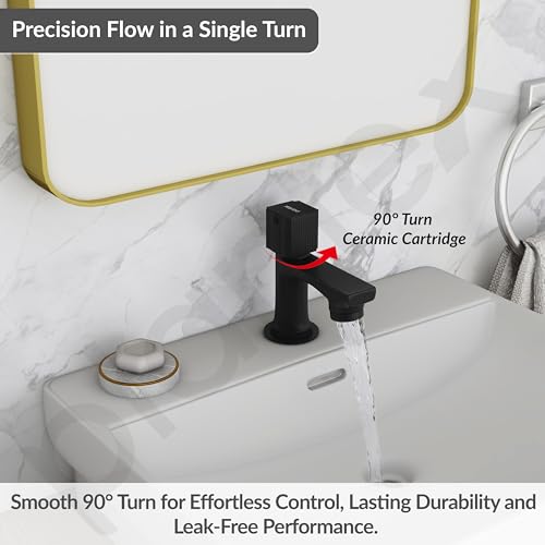Image of Plantex Pillar Tap for Wash Basin with Water Saving Aerator and Brass Spindle /Quarter Turn Basin Tap with Teflon Tape /Pillar Cocke for Wash Basin - Pack of 1 (Black)