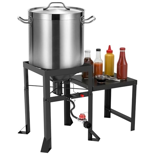 Approved Outdoor High Pressure Dual Jet Burner Gas Boiler & Cooker with 130 000BTU 10PSI CSA Approve Adjustable Regulator for Outdoor Fryer Canjun Fry & Boil Maple Syrup Prep Seafood Boil.