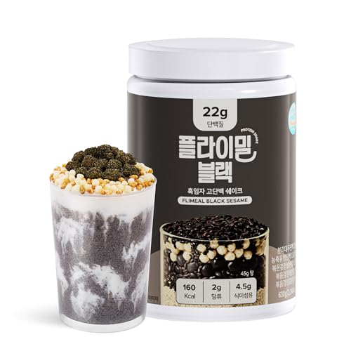 Flimeal Black Sesame Protein Shake With Crunchy Protein Balls Protein Smoothie Powder - 22g Protein Low Sugar Keto-Friendly Meal Replacement Shake 22.22oz 14 Servings 14 Servings (1 X 22.22oz)