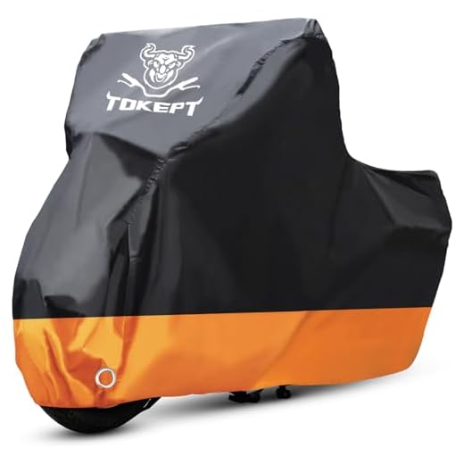 Tokept Black and Orange Waterproof Sun Motorcycle Cover (XXXL).116" for Honda Kawasaki Yamaha Suzuki Harley Davidson
