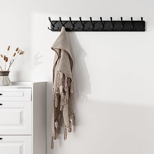 Image of SKOLOO Rustic Large Wall Mounted Coat Rack-38.6 inch Long Coat Rack for Wall, Pine Solid Wood Coat Rack Hook, Farmhouse Coat Hanger Wall Mount for Hanging Jacket Coat Hat, Pack of 2