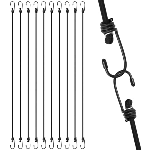 QWORK® 10 Pezzi 100 cm Corde Elastiche con Ganci, Elastico con Gancio Multiuso per Bagagli, Campeggio