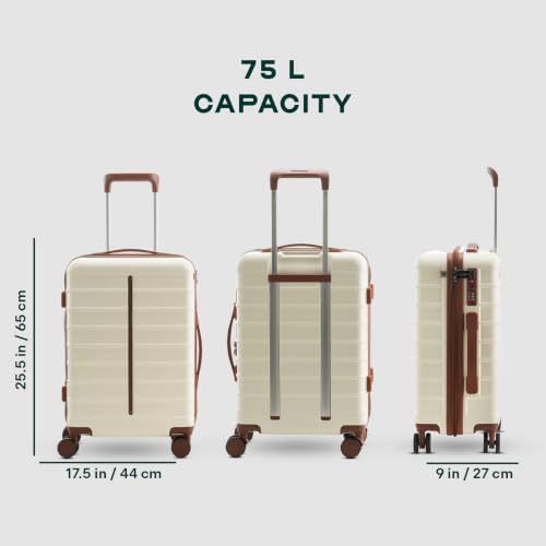 Image of Assembly Odyssey 24 Inch (65 cm) Check-in Medium Trolley Bag Hard Shell Polycarbonate Suitcase Lightweight with TSA Lock 8 Spinner Wheels White