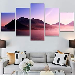 SIGNWIN 5 Panel Canvas Wall Art Reflected Sunset...