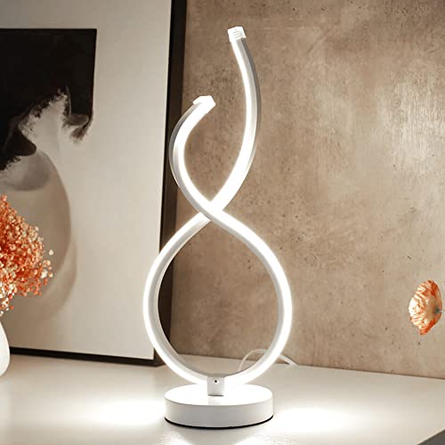 Lampada da tavolo a LED, moderna lampada da comodino, 18 W, design a spirale, in metallo, luce decorativa a LED, luminosità continua, regolabile con cavo, for camera da letto, ufficio, soggiorno