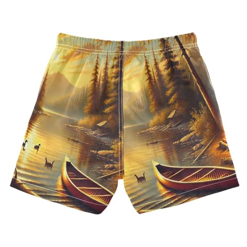 Lake Sunrise Fire Boys Swim Trunks Quick Dry Toddler Swimsuit Boy Board Shorts Bathing Suits Swimwear 2T Multi2