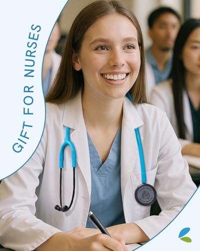 Image of FriCARE Dual Head Stethoscope - Stethoscopes for Nurses, Medical Nursing Students, Paramedics /EMT /LVN /VNA Backup Estetoscopio, Sky Blue Tube, Matte Black Finish Chestpiece