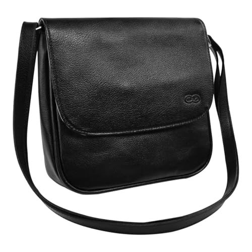 Bolsa Transversal Feminina VENEZA em Couro (Preto)