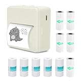 Bisofice Mini Drucker, Mini Fotodrucker für Smartphone mit 11 Rollen Druckerpapier, Bluetooth Sticker Drucker Thermodrucker Etikettendrucker für Notizen, DIY,Journal,Etiketten