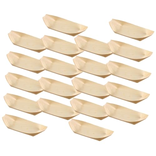 VERDANVERSE 200個 使い捨て竹木製寿司ボートトレイ 多機能フードアクセサリー 屋外イベント パーティー用皿料理用プレート