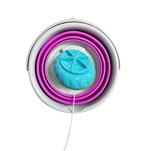 Mini lavadora turbo portátil con bañera plegable, lavadora de turbina ultrasónica compacta alimentada por USB Lavadora de viaje ligera para camping Apartamentos Dormitorios RV Ropa de viaje negocios