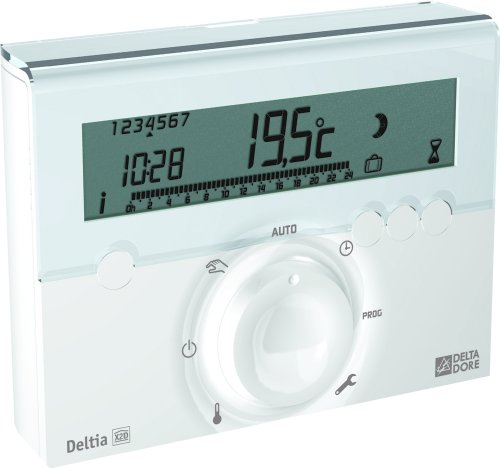 Delta Dore Programmateur sans fil et 1 récepteur pour chaudière, pompe à chaleur ou radiateurs électriques Deltia 8.03 - Programmation chauffage - 6050417, Blanc, Taille unique