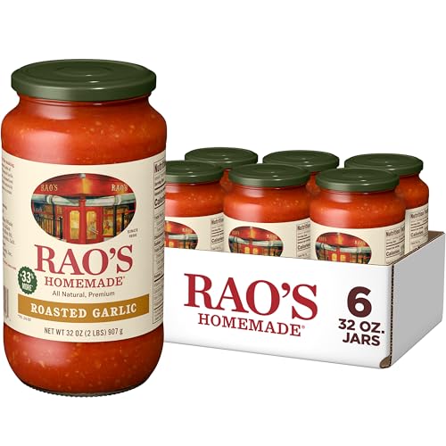 Rao's Homemade Roasted Garlic Sauce Made with Italian Tomatoes, 32 oz (Pack of 6)