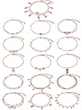Hicarer 16 Pieces Boho Ankle Bracelets Beach Anklets Foot Chains Adjustable Foot Hand Jewelry New...